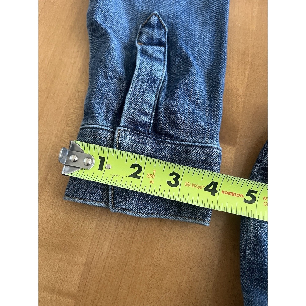 Women's Liverpool Jeans Company Long Denim Jacket Sz XS Tapered Waist Buttons - Picture 6 of 11